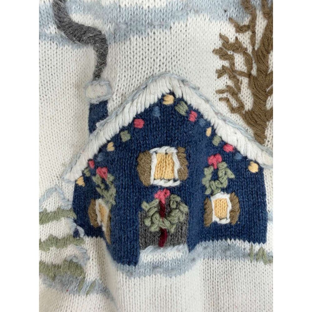 Christopher & Banks Women's XL Winter Scene Hand Embroidered Cardigan Sweater EC - Picture 5 of 11